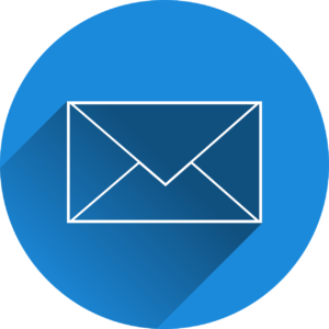 a blue circle with an envelope in the middle